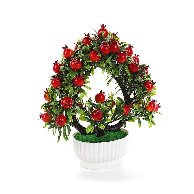 Herzförmiger Punica Künstlicher Granatapfel Bonsai Kunststoffdeko für Raumornament