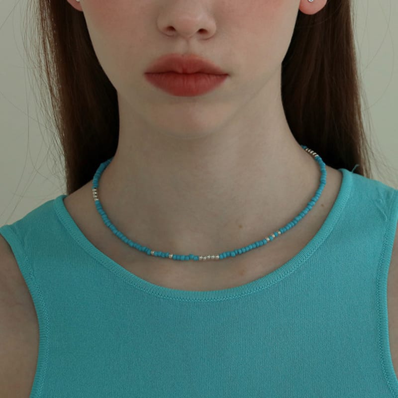 Less Is More Blue Beads Necklace