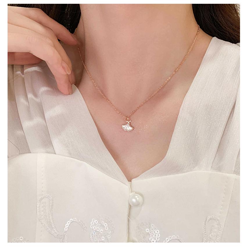 S925 Sterling Silver Ginkgo Leaf Necklace - Women's Forest Style, Light Luxury Clavicle Chain