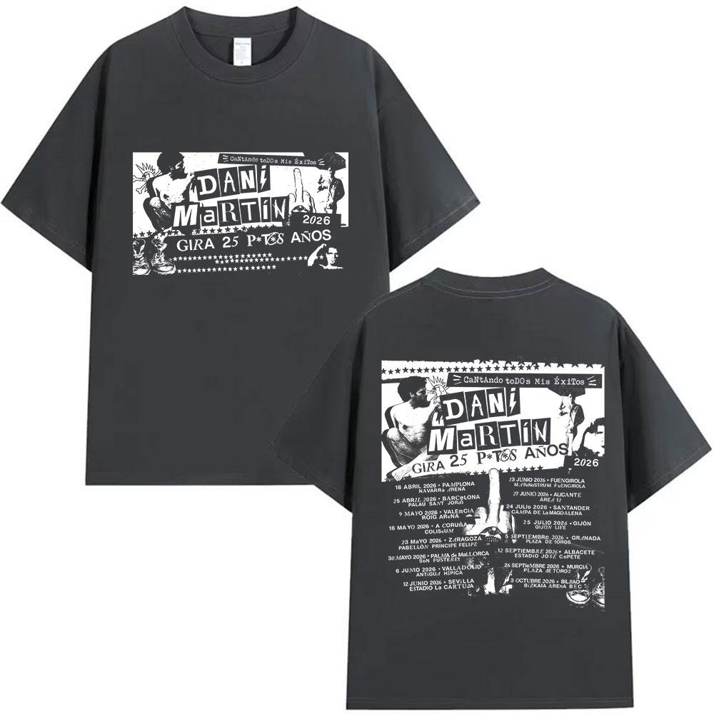 Rapper Dani Martin Tour 20252026 Graphic TShirts Men Punk Hip Hop Short Sleeve T Shirt Unisex Gothic Clothing Cotton Tshirt