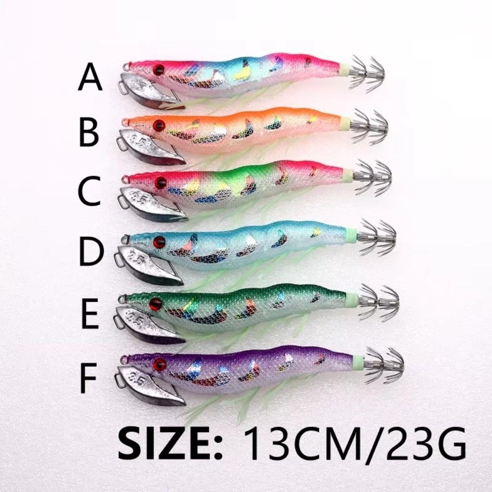 Glow Shrimp Hook Squid Jigs Life-like Design UV Crowns Sea Fishing Lure Noise Sound 23g Weight Hard Bait Sea Fishing