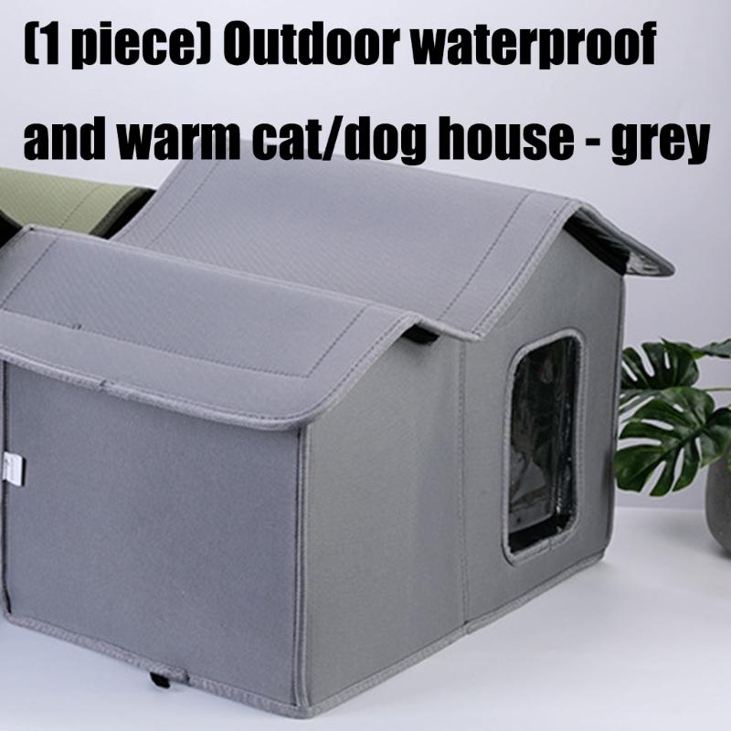 Outdoor Cats House Waterproofed Oxfords Fabric Portable Pet Shelter For Winter Garden Balconies