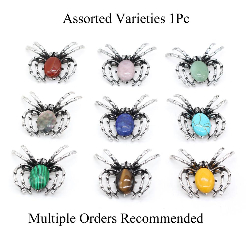 

Подвеска-паук из натурального камня, 1 шт., яркая инкрустация из драгоценных камней, брошь двойного назначения, подвески с хрустальными акцентами для ювелирных изделий своими руками, уникальные принадлежности для Хэллоуина, ремесло 1Pc/50×60mm
