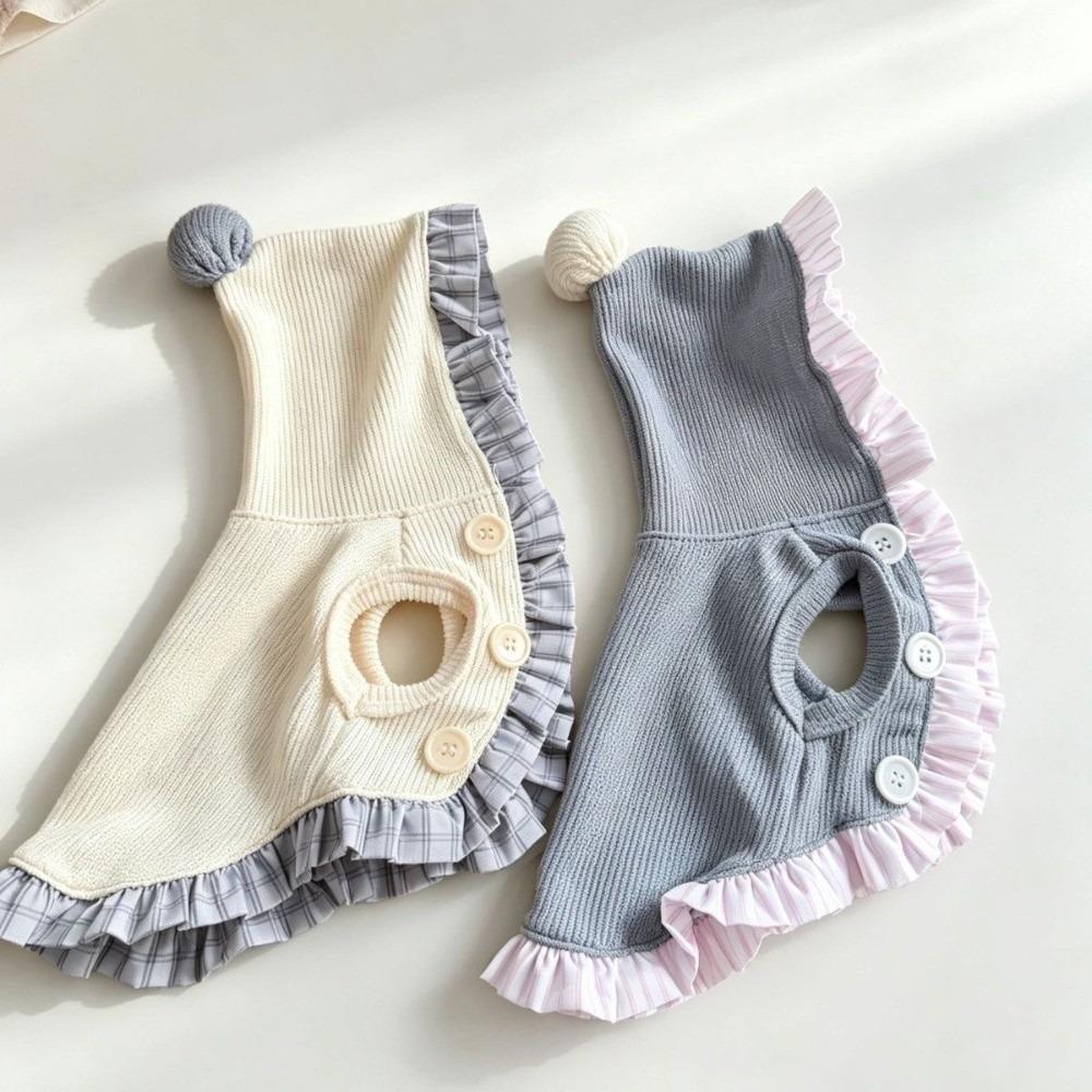 Ruffle Trim Sleeveless Pet Outfit Sleeveless Style Ruffle Dog Clothes Spring Autumn Winter