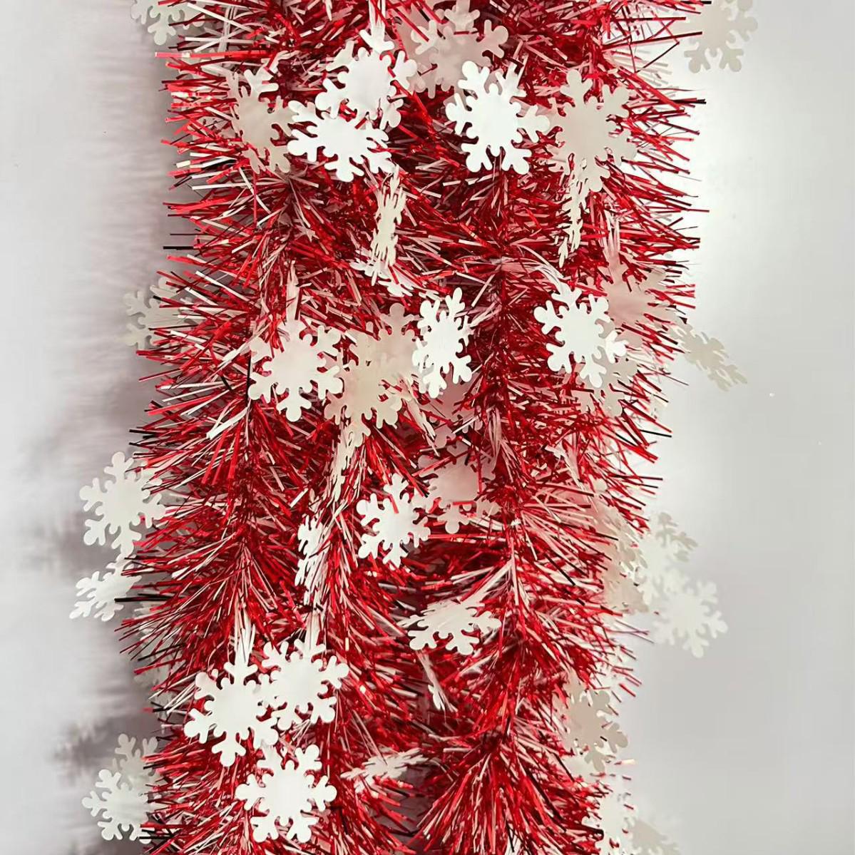 

Cross-border Snowflake Hexagram Tinsel Ribbon for Christmas Home Decor 9 cm x 2 m червоний