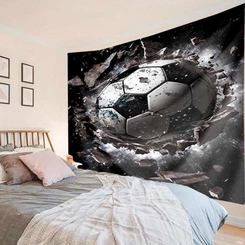 Flaming Soccer Ball Tapestry Room Decoration Wall Hanging for Living Room Bedroom, dormitory, Birthday and Christmas gifts