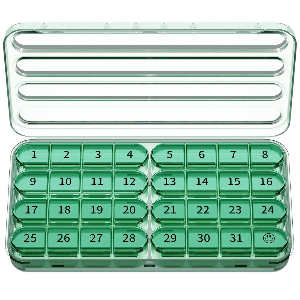 1pc 31 Day Monthly Pill Organizer, 1 Daily Compartment, Large Capacity Medicine Box, Mixed Colors for Easy Tracking, Durable