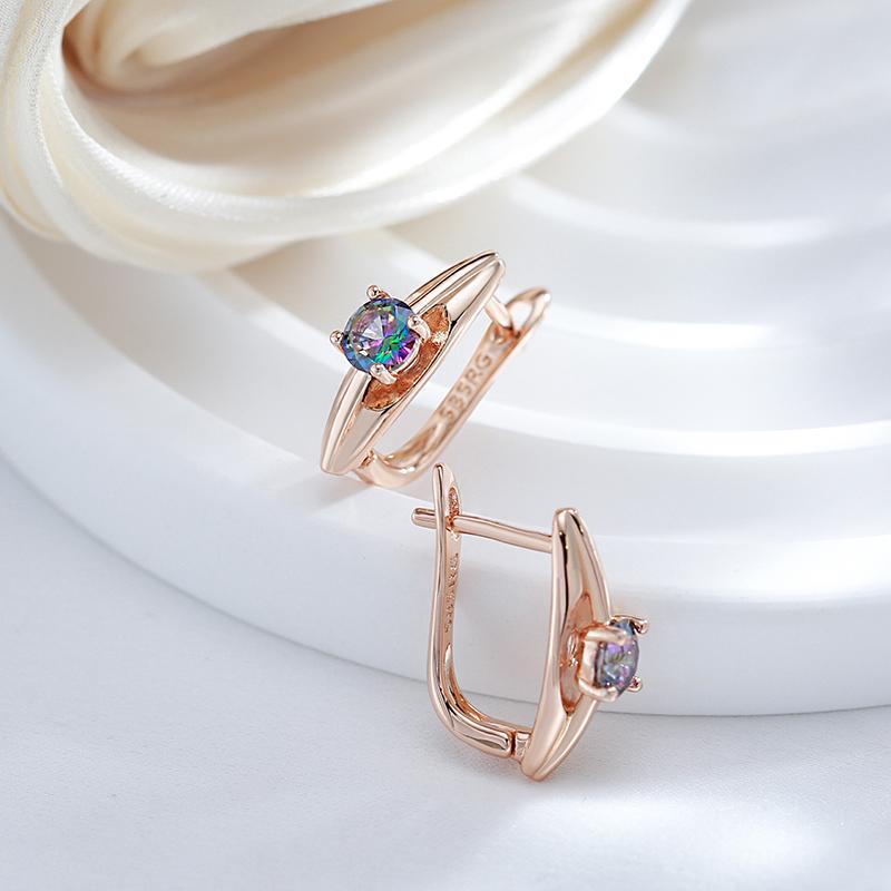 Simple  Rose Gold Color Wedding Drop Earrings For Women Trend Colorful Natural Zircon Accessories Daily Fine Jewelry