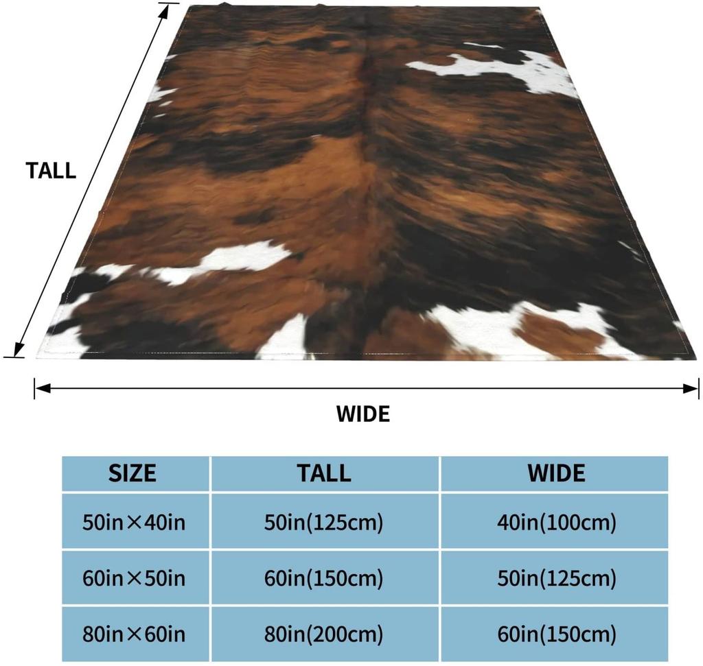 Braune Kuhmuster Flanell Fleece Decke Leicht Super Weich Gemütliche Überwurfdecke für Sofa Bett und Wohnzimmer 50"x40\"