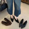 French Retro Pointed Head Inner Height Increase Suede Single Shoes Women's Autumn and Winter New Versatile One-pedal Shallow Mouth Commute