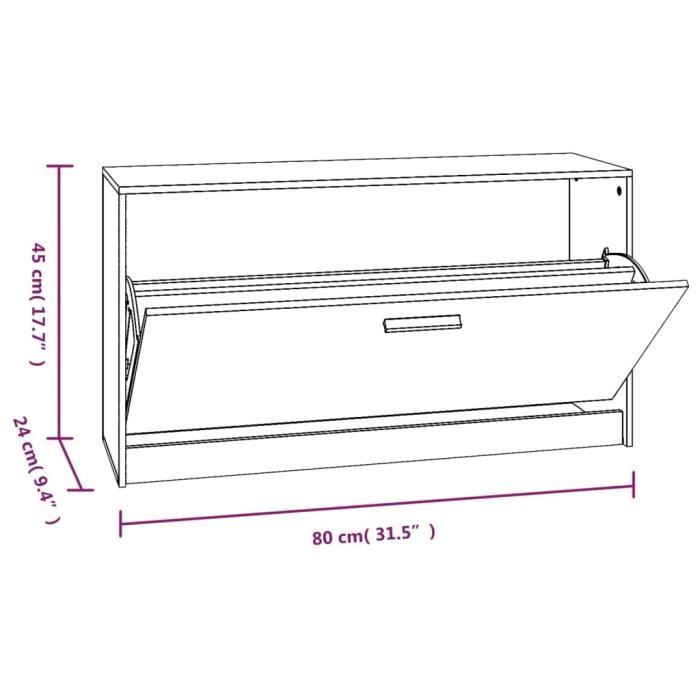 342644 vidaXL Banc à chaussures Chêne fumé 80x24x45 cm Bois d'ingénierie