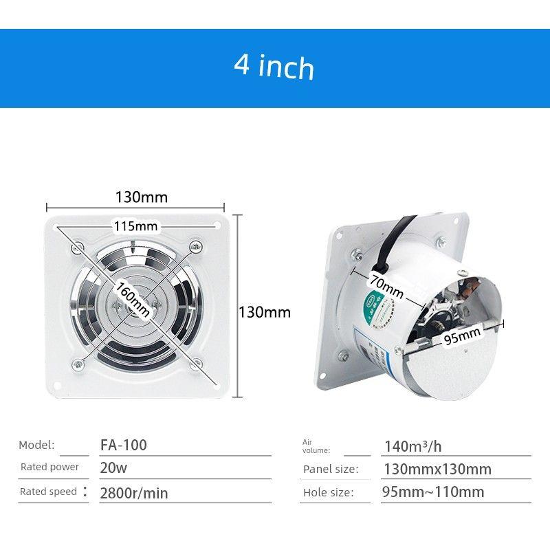 

4-16-Inch Pipe Ventilation Ventilating Fan For Home Bathroom Kitchen Lampblack Window Wall Exhaust Fan Exhaust Fan White 4inch (Opening 10cm)