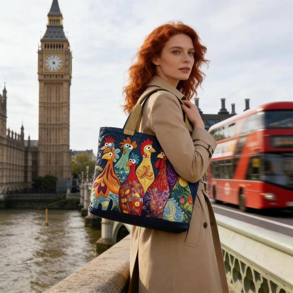 Vintage Quilted Tote Bag 3D Printed Patterns Large Capacity Travel Handbag Lightweight Cotton Shopping Bag Women Accessory