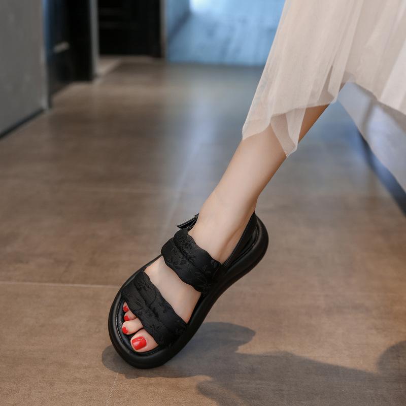 

Platform beach shoes women s 2025 new summer wear national style with skirt comfortable and versatile casual sandals 40