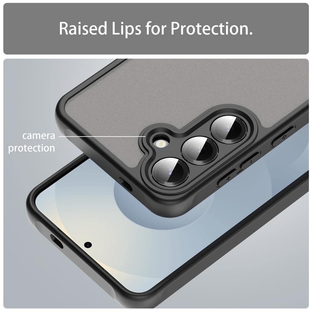 Für Samsung Galaxy S25/S24 Handyhülle Sturzsicher Airbags Mattiert Durchscheinend PC+TPU Rückseite