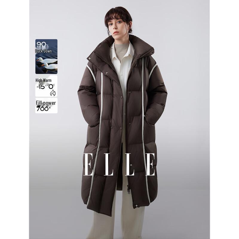ELLE Women s Retro Textured Hooded Down Jacket L