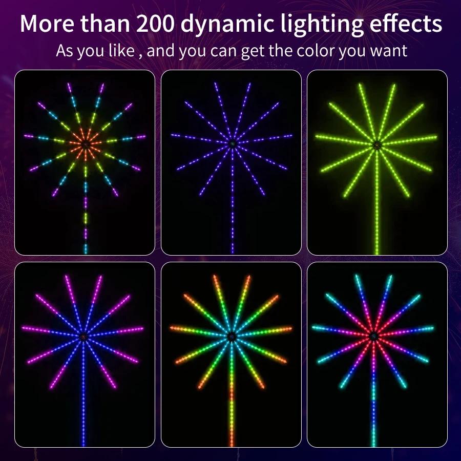 USB Fireworks LED String Lights RGBIC Fairy Lights Dream Color Meteor Lamp for Festival Wedding Party Christmas Decoration