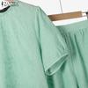 ZANZEA Women Short Sleeve Blouse and Shorts Summer Embroidery Jacquard Two Piece Sets