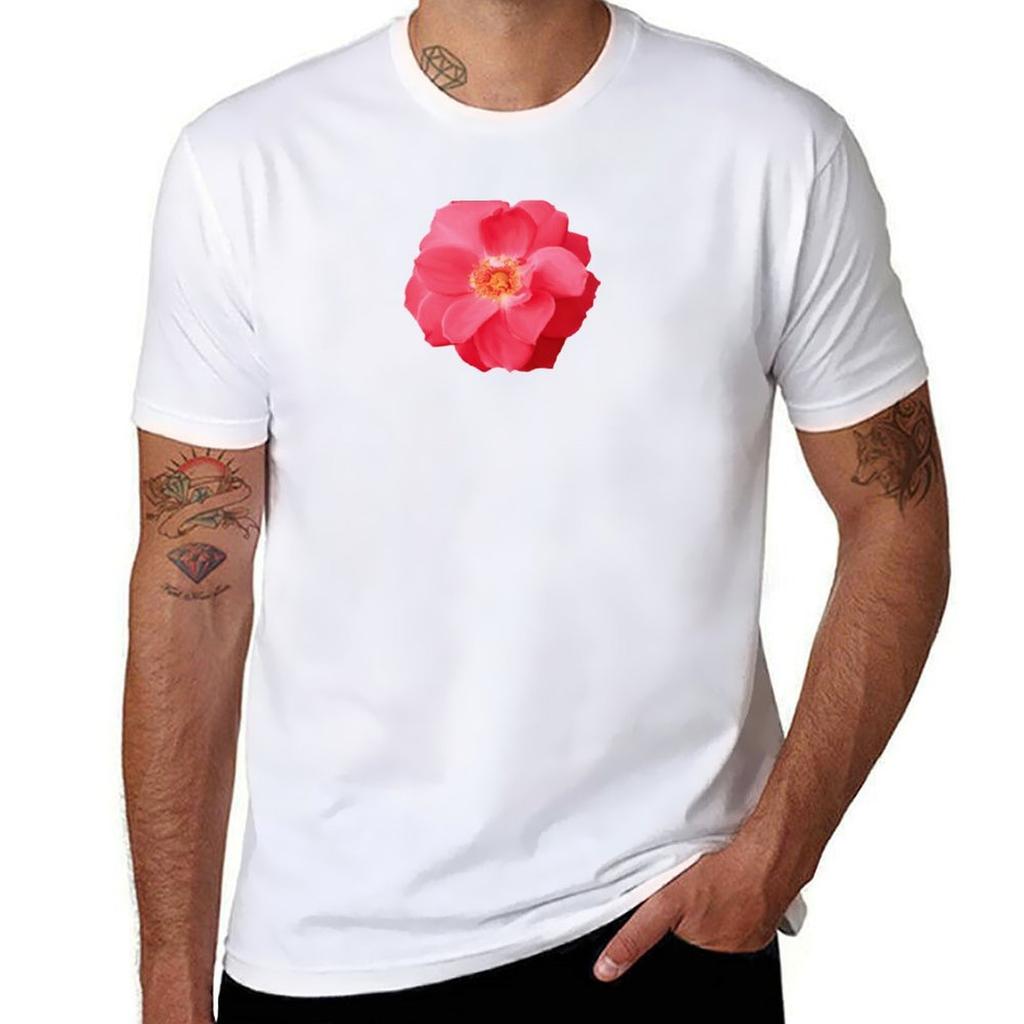 RED ROSE TShirt Minimalist Casual Short Sleeve Top
