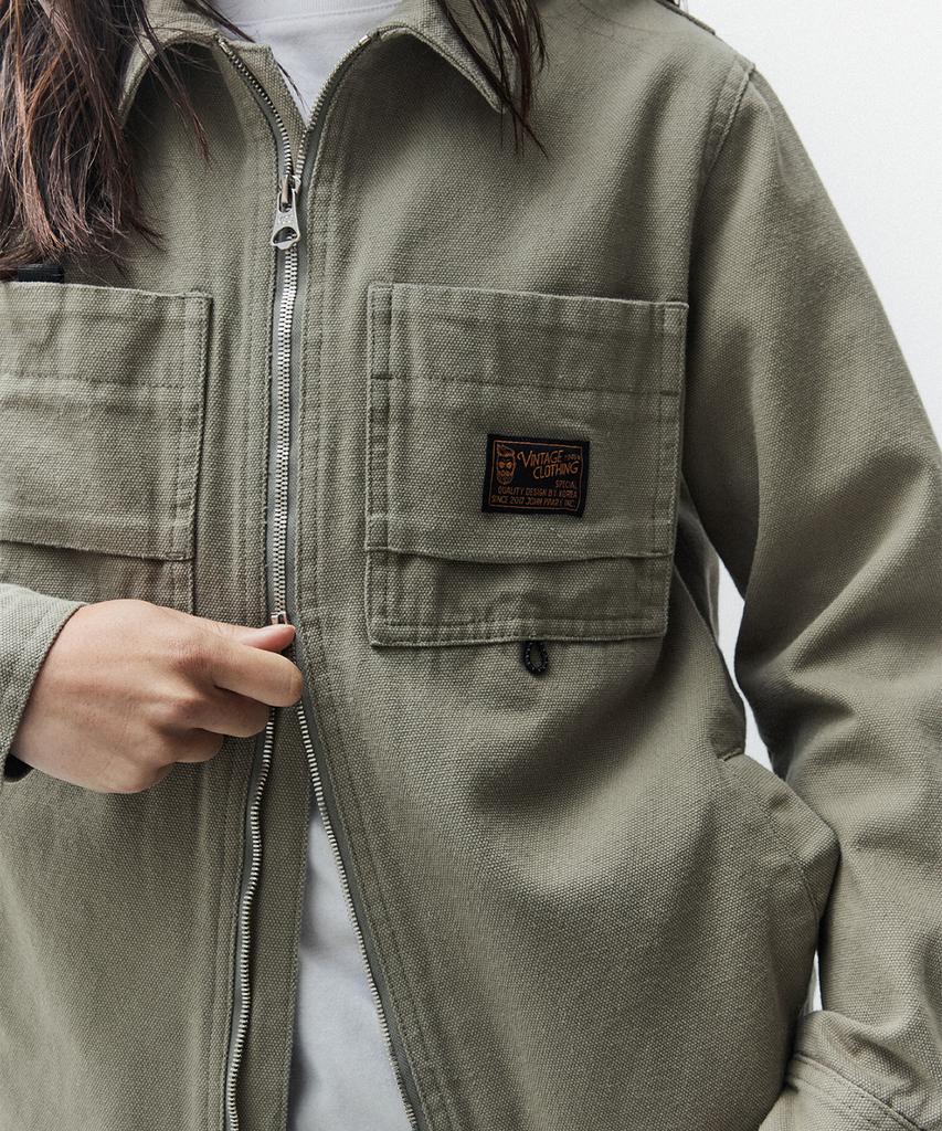 Magoodgan Hunter 5504 Canvas Oversized Grayish Blue Zip-Up Jacket