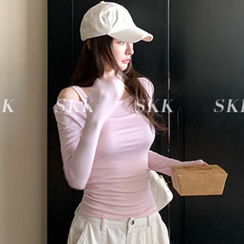 Spring/Autumn Stylish Slim Fit Cotton Long-Sleeve Spicy Girl Two-Piece T-shirt