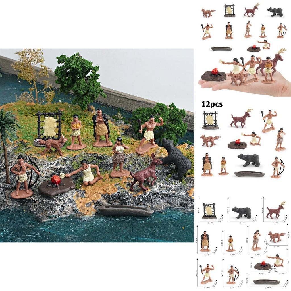 Conjunto de Modelos de Estatuetas de Índios Americanos Com Material Plástico Para Exibição Educacional e Colecionismo
