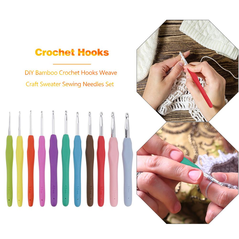 Crochet Hook Kit Ergonomic Soft Handle Aluminum Hooks Set Crochet Hook for DIY Crafts Knitting Needles Crocheting Supplies