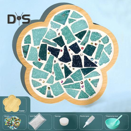 Mosaic Craft Coaster Making Kit for Adults DIY Glass Mosaic Tiles Kits Ceramic Art Bulk Materials Package for Women Kid Seniors Handmade Gifts