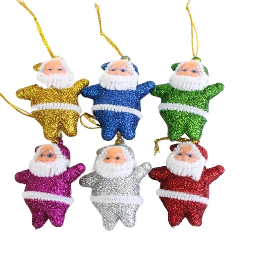 6Pcs Colored Mini Santa Claus Pendant Red Christmas Tree Pendant Xmas Tree Hanging  Holiday Party