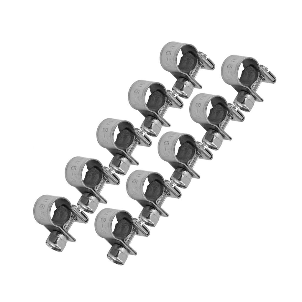 10pcs Stainless Steel   Fuel Line Pipe Hose Clamp Clip 6mm‑20mm Optional Size