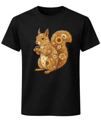 T-shirt Illustration Écureuil Fleuri Mignon Animal de la Forêt T-shirt Unisexe