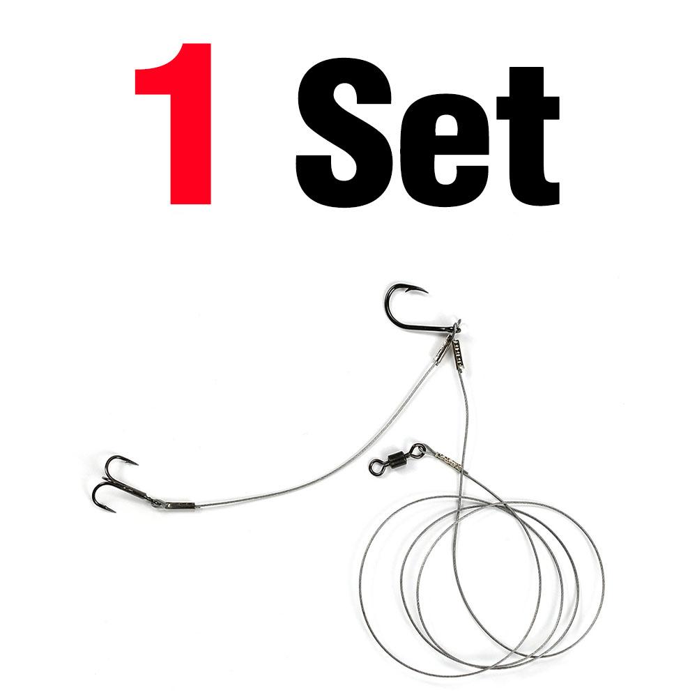 1Set Sea Fishing Hook Rigs with Double High Strength Hooks and Bkk Treble Hooks Saltwater Freshwater Fishing String Hooks