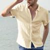 European & American Men's Summer 2025 Solid Color Short-Sleeve Lapel Cardigan Casual Thin Shirt