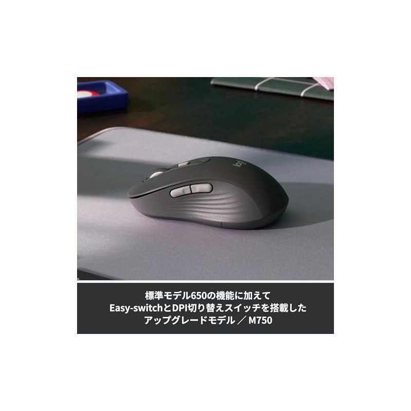 Logitech Signature M750MGR Wireless Mouse, Silent, Regular, Graphite, Wireless Mouse, Bluetooth, Logitech Bolt (Unifying not supported), Windows, Mac,