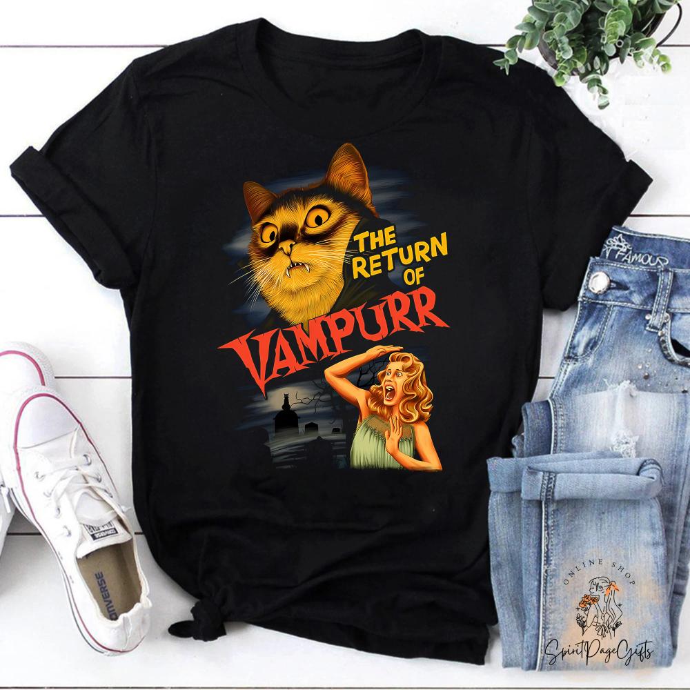 The Return of Vampurr Vintage TShirt Horror Movie Shirt Vampire Shirt Cat Shirt Cat Lovers Shirt Funny Cat Shirt M