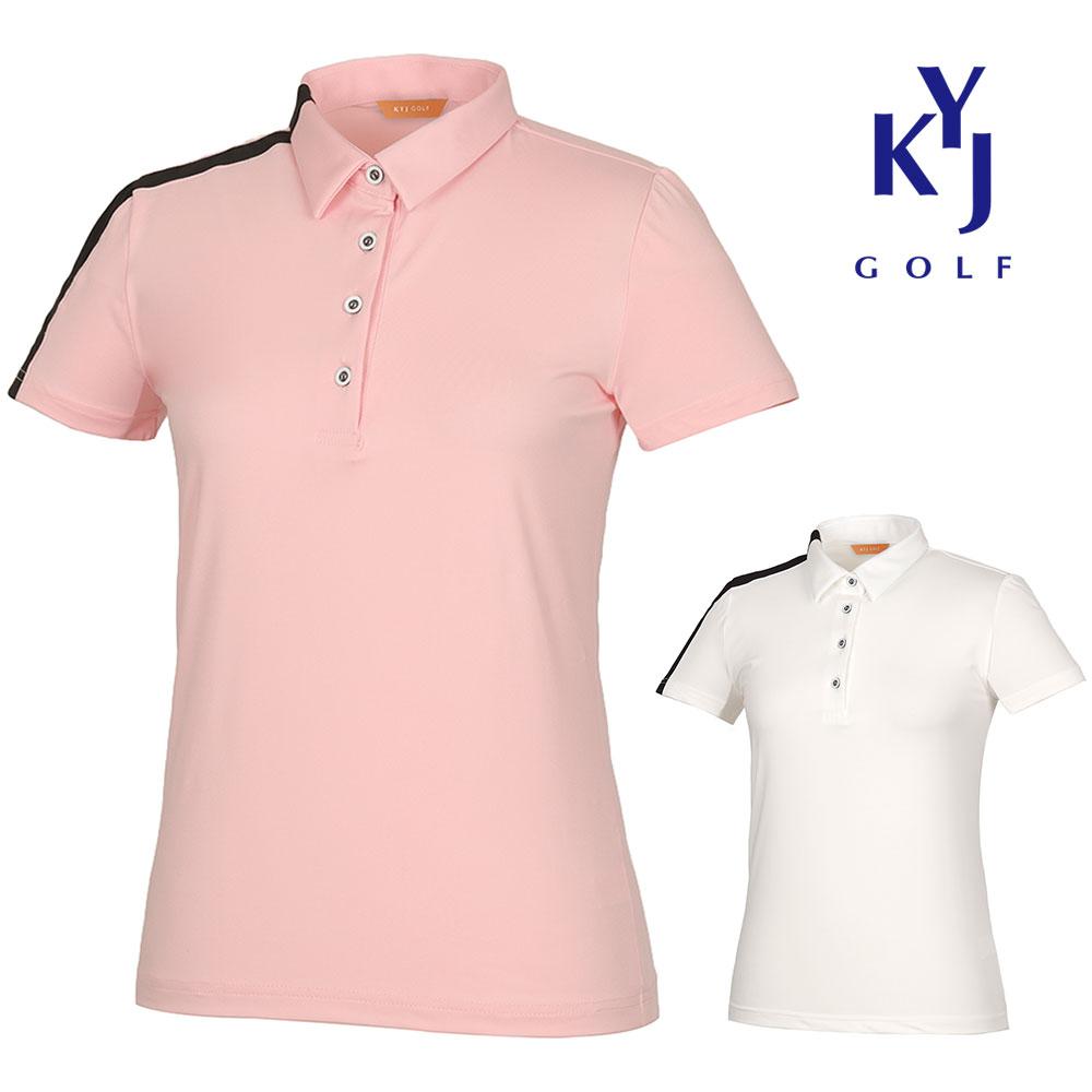 KIM YOUNG JOO GOLF Summer Solo Line Four-Way Stretch Functional Collared Women'S Golf Short Sleeve T-Shirt Domlts35