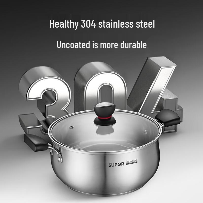 SUPOR Small Red Circle 22cm 304 Stainless Steel Pot