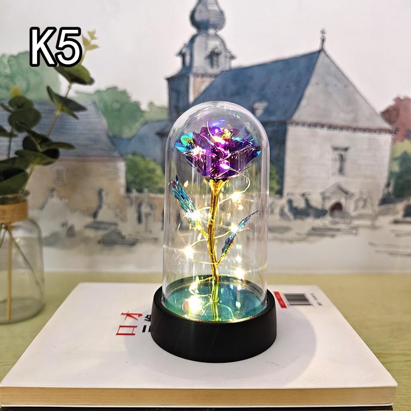 

Eternal Red Rose Artificial Flowers With LED Light Creative Valentine s Day Gift Rose In Glass Cover Simulation Rose Flower
