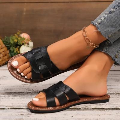 2024 High Quality Women's Shoes Summer Hot Selling Open Toe Solid Color Women's Slippers Fashionable Low Heel Roman Slippers