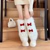 New Year'S Red Plush Leg Cover Autumn And Winter Warm Stacking Socks Spice Girl Fur Calf Socks Bow Fluffy Socks Cover