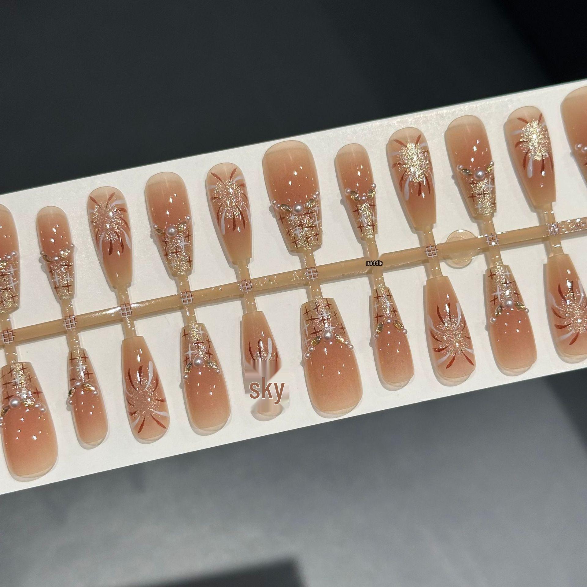 Xiaohongshu New Year Fireworks Cat Eye Nails - 30 Pieces Beauty Set