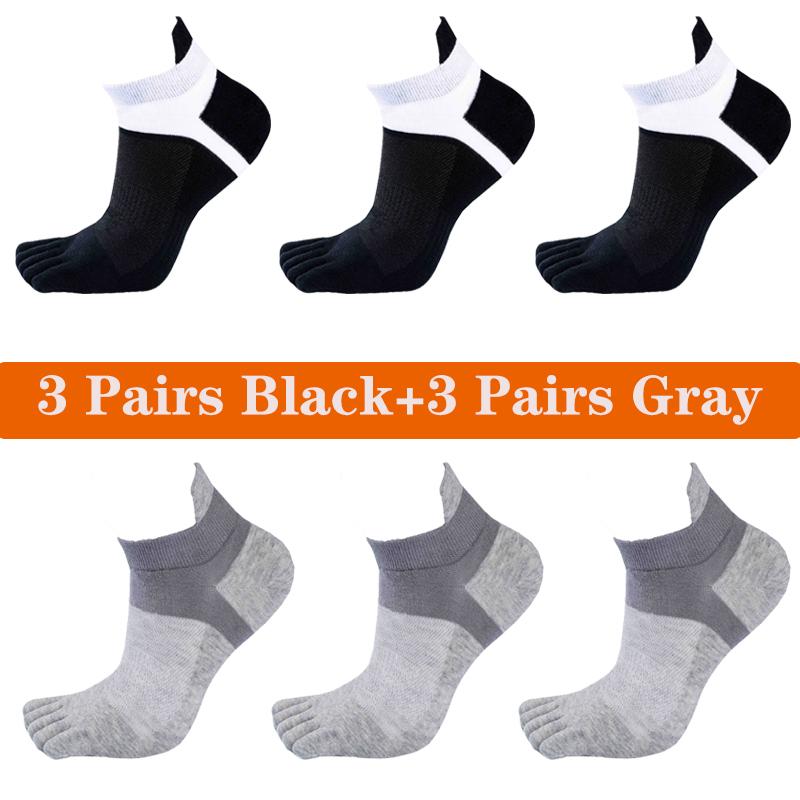 6 Pairs Toe Socks Men Cotton Striped Ankle Socks Sport Breathable Mesh Shaping Anti Friction No Show Short Sock With Five Finger