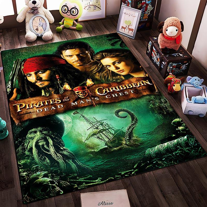 Pirates of the Caribbean Dead Man's Chest Movie Poster Design Carpet Art Suitable for Use As an Anti-slip1 For1room and Bedroom Sofas