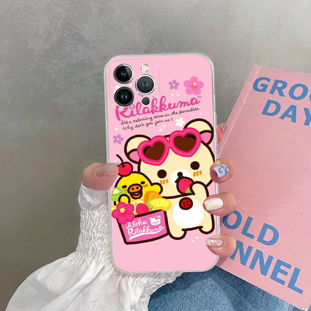 Popular Cute R-rilakkuma Bear Transparent Phone Case For IPhone 17 Air 16 Pro Max 15 14 13 12 11Plus Shockproof Cover