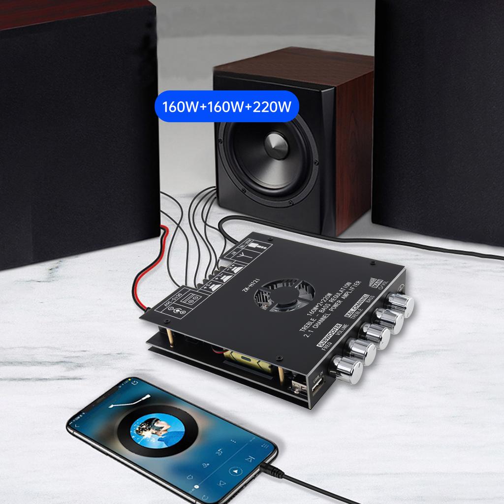 ZK-HT21 TDA7498E 2.1 Kanal 160Wx2 220W Subwoofer bluetooths Verstärkerplatine Hohe Leistung Car Audio DIY Lautsprecher Höhenregler DC15-36V Stereo