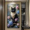Black and White Cat Flower Large Size Diamond Painting New Collection Animals Diy Full Drill Rhinestone Embroidery Mosaic Cross Stitch Kits