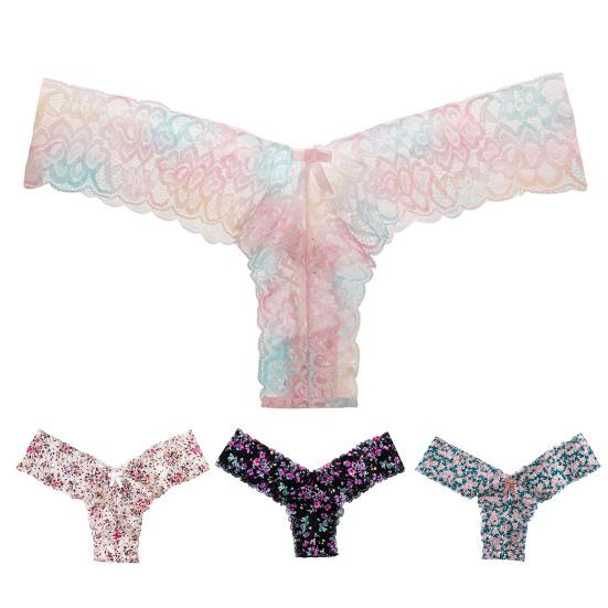 Damskie majtki z koronki kwiatowej bezszwowe kokardki z niskim stanem cienkie szybkoschnące miękkie
