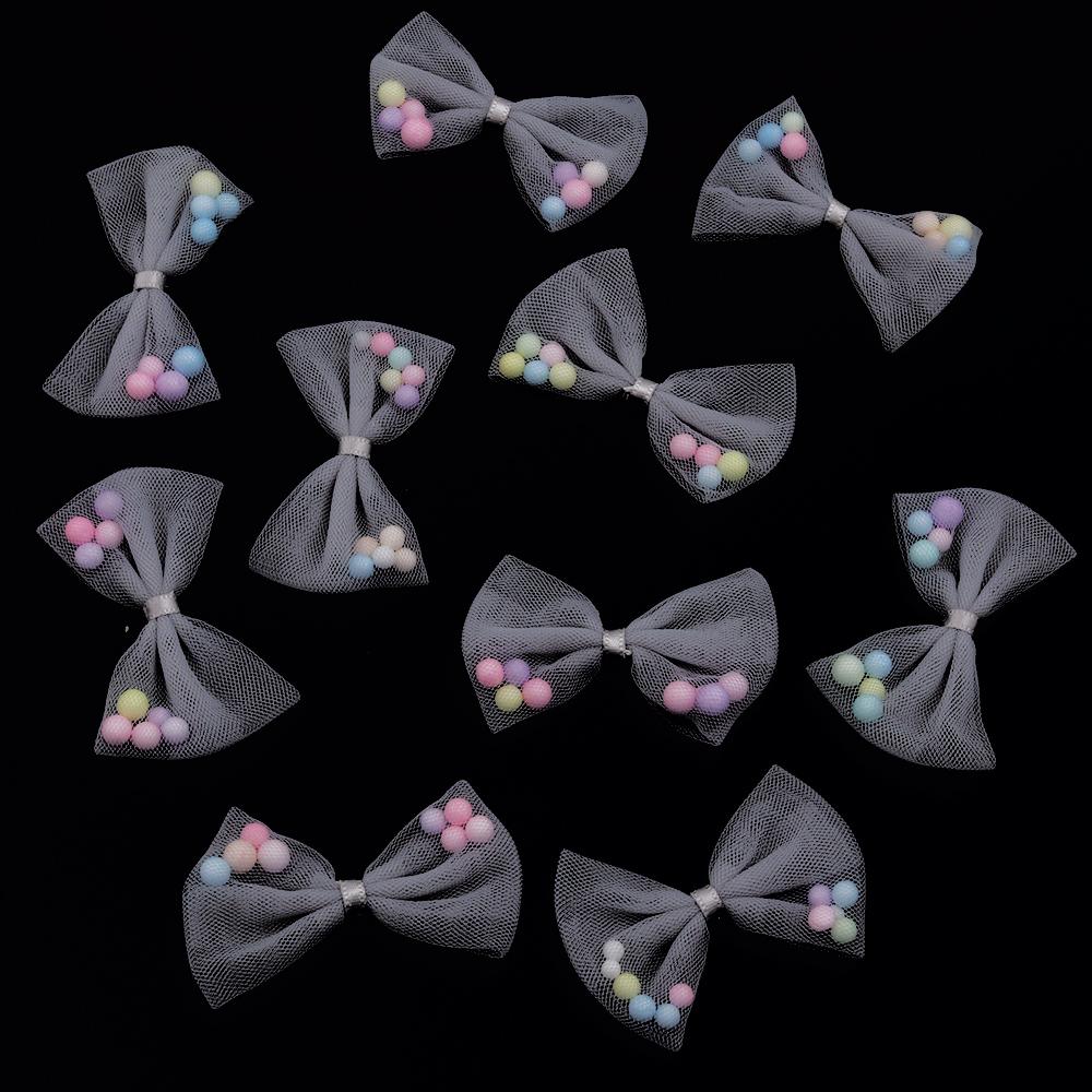 10pcs/lot 3x4cm Candy Color Organza Bows Mesh Lace Bow With Foam Ball For Girls DIY Clothing Headwear Decorative Accessories
