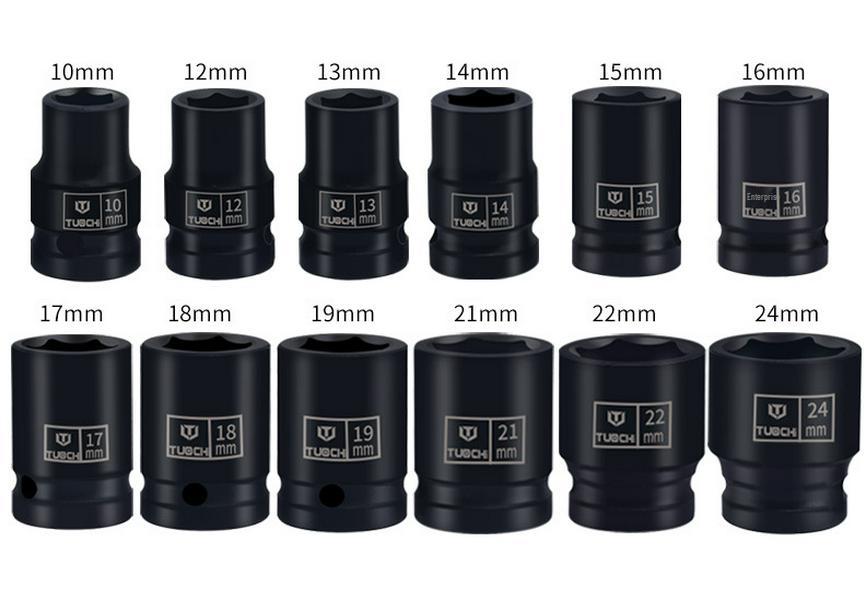 12-Piece Thickened Hex Impact Socket Set for Electric/Pneumatic Wrenches