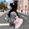 New Plush Cute Rabbit Bag Scarf Integrated Hat Winter Outdoor Cold Protection Ear Protection Pullover Hat Children